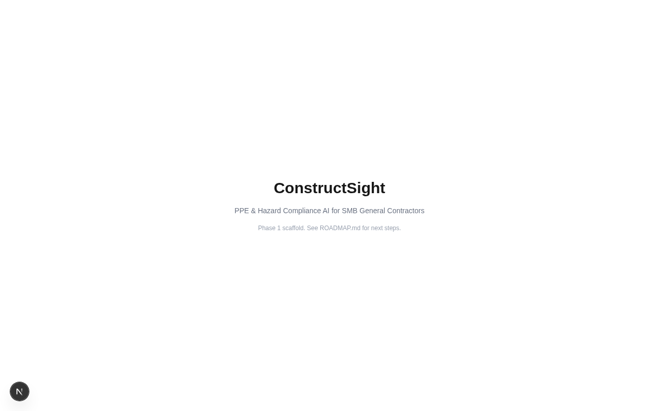 ConstructSight landing — PPE & Hazard Compliance AI for SMB General Contractors